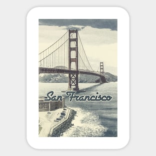 San Francisco Golden Gate Bridge ✪ Vintage style poster Sticker